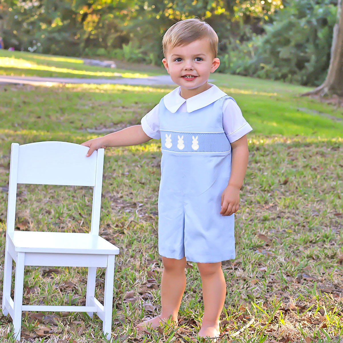 Cottontail Smocked Jon Jon Light Blue Pique