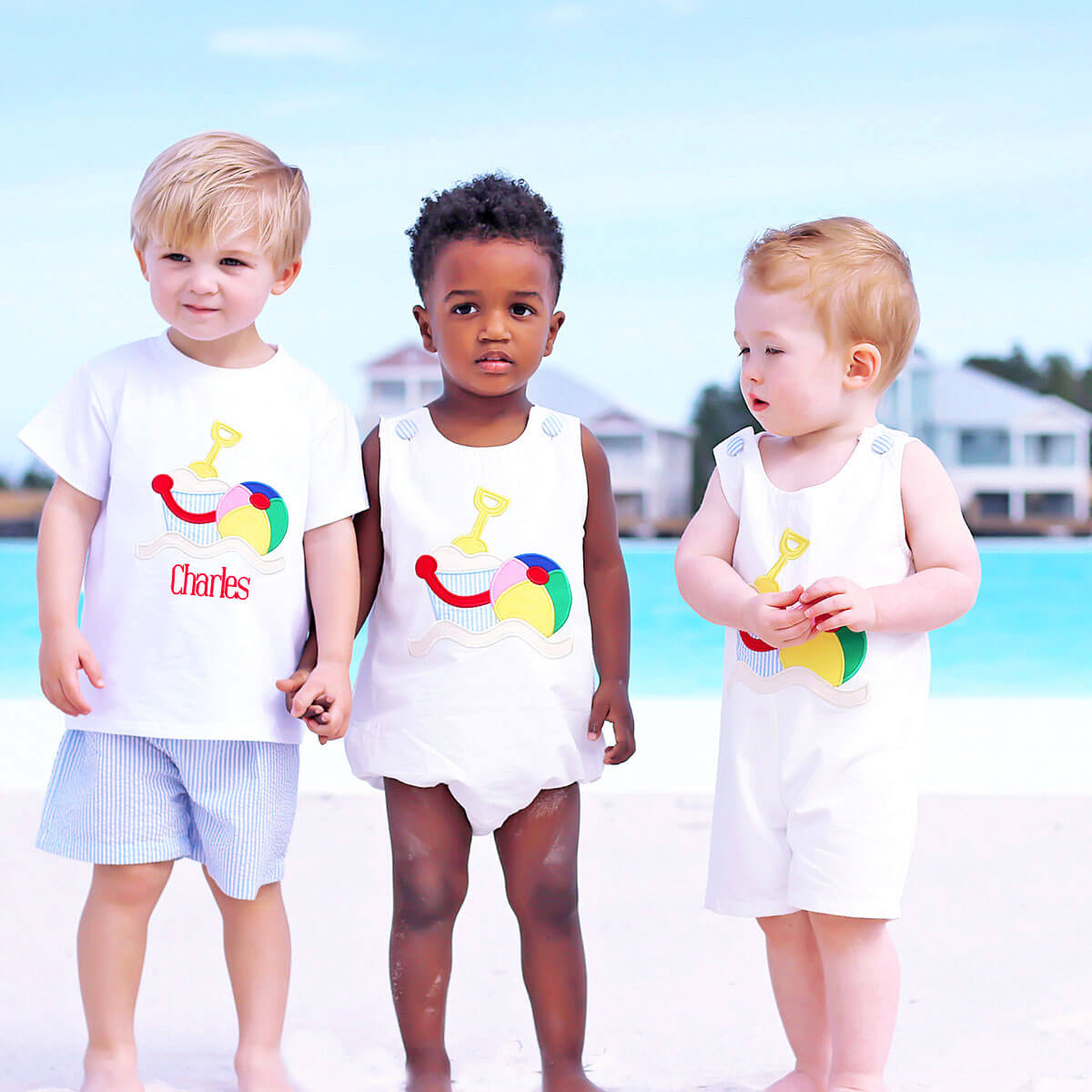 Beach Applique White Jon Jon