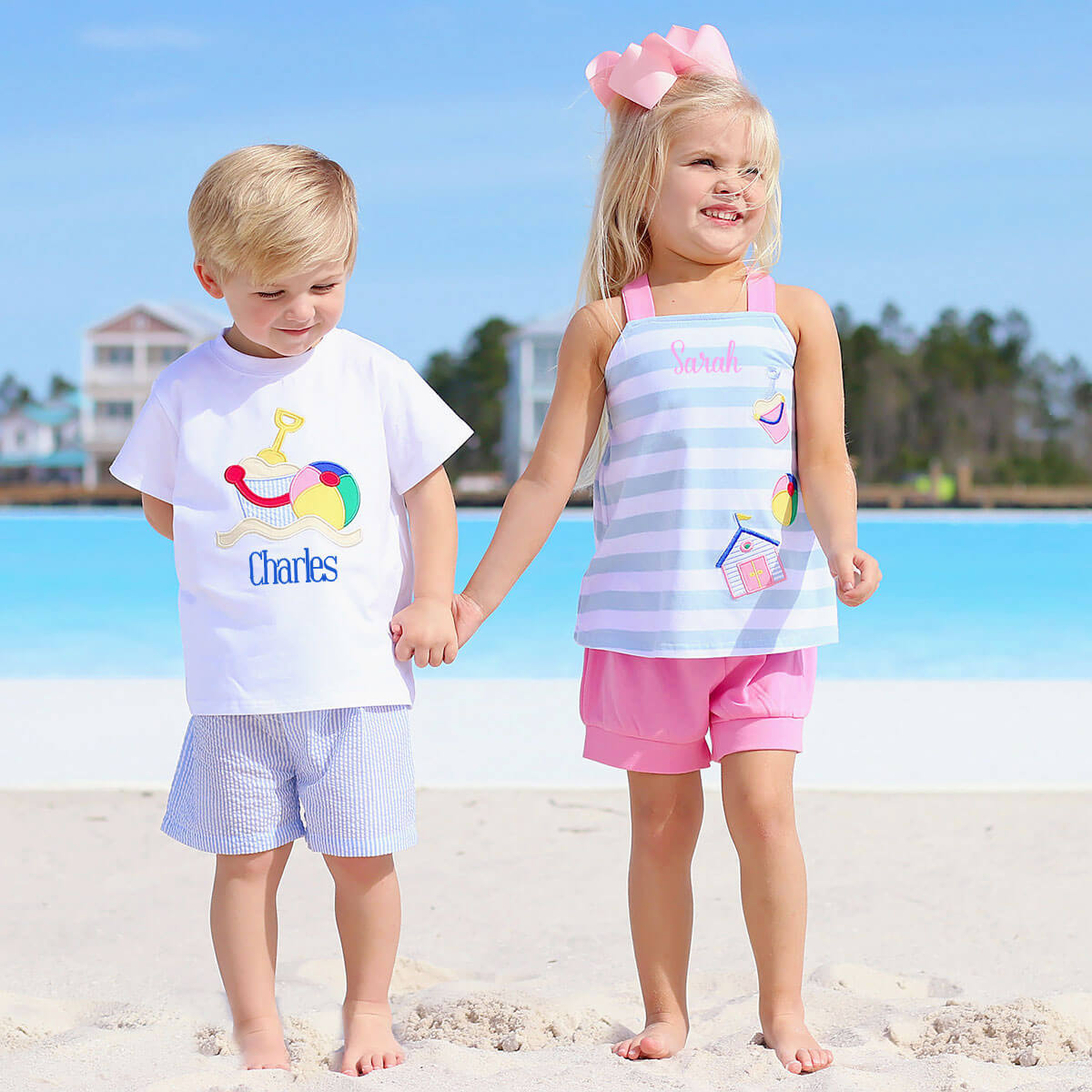 Beach Applique Cross Back Short Set