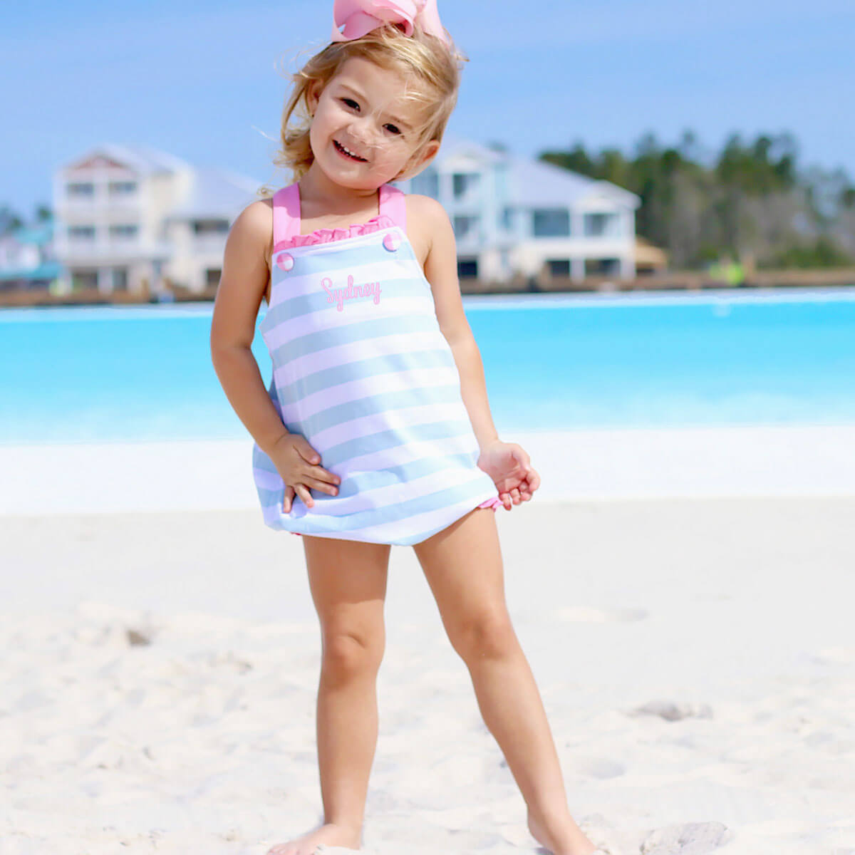 Blue Stripe Cross Back Bubble