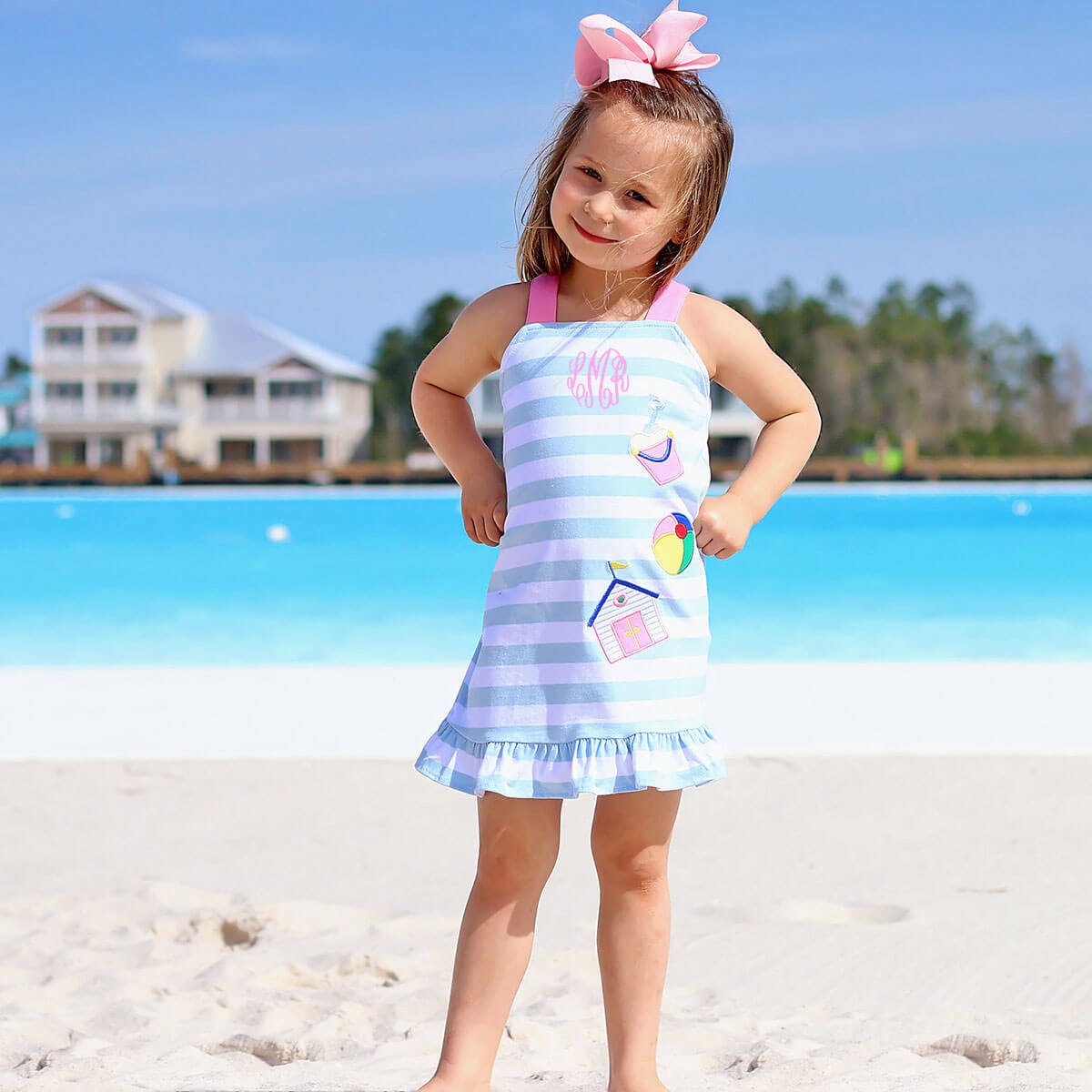 Beach Applique Cross Back Dress