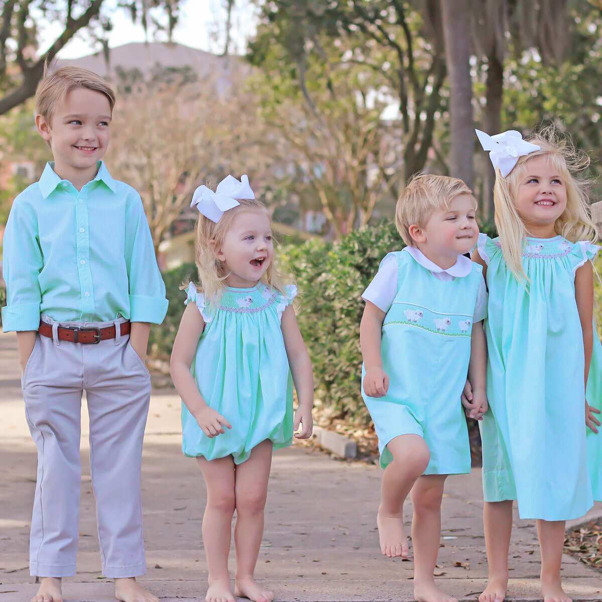 Baby Lamb Smocked Jon Jon Mint Gingham