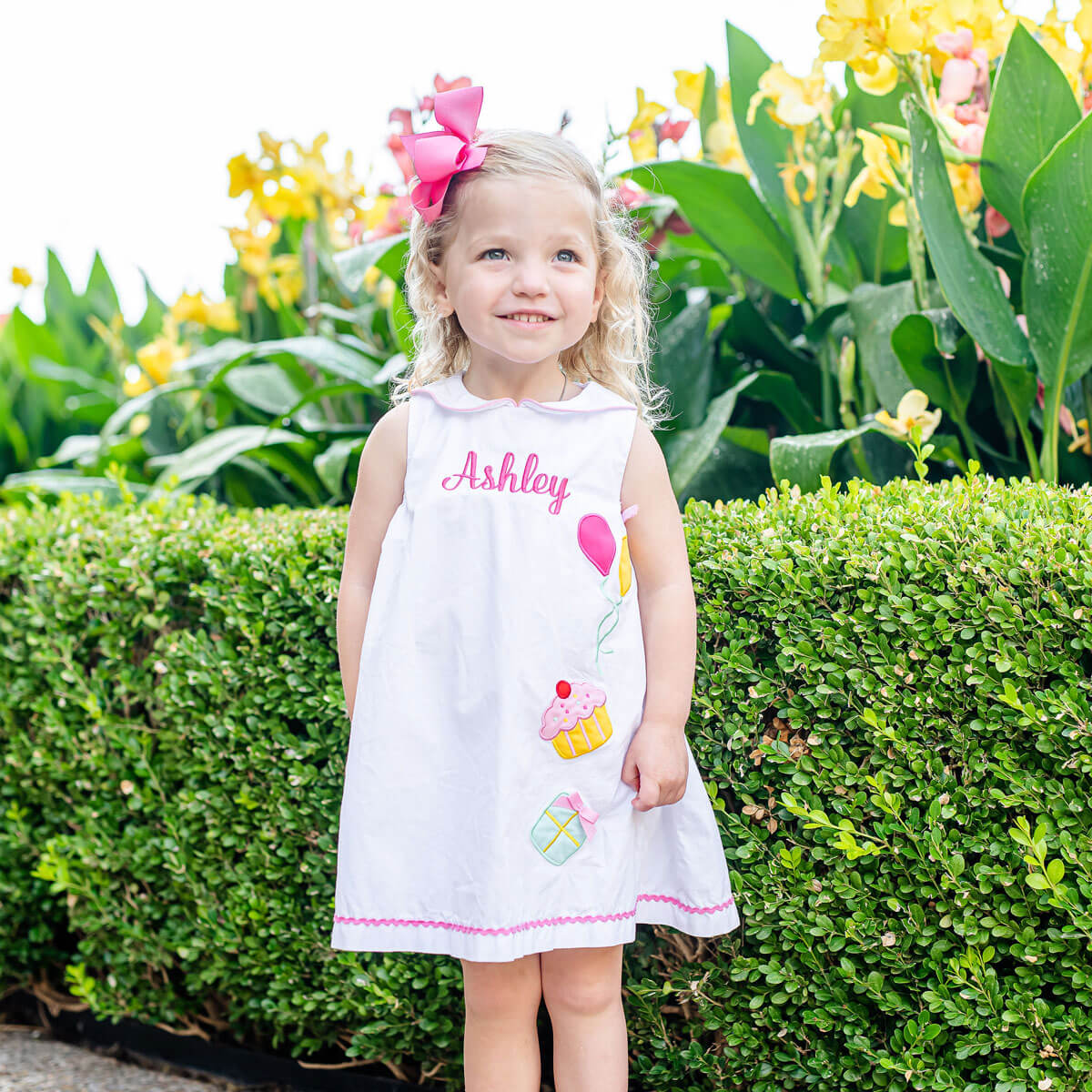 Birthday Applique White Dress