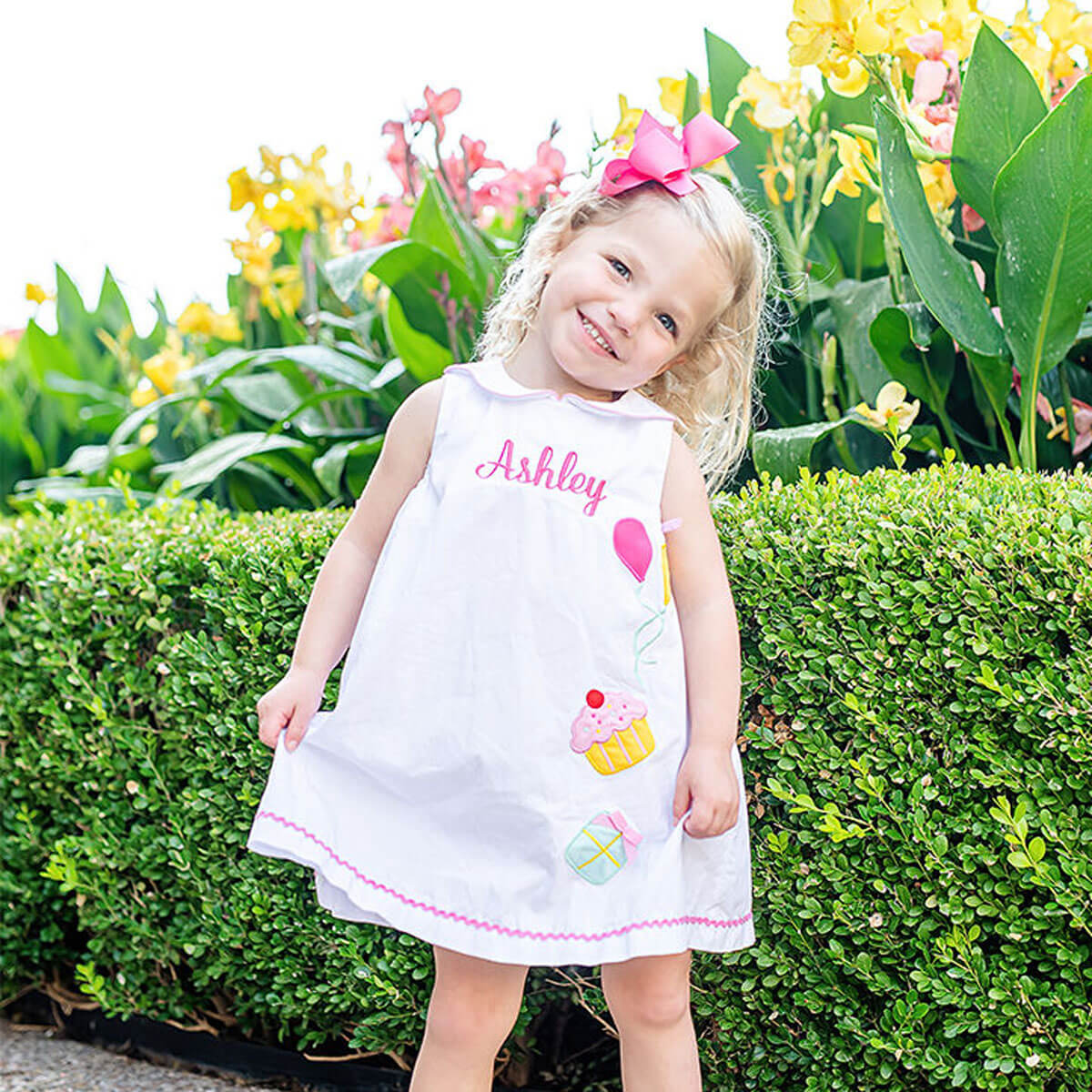 Birthday Applique White Dress