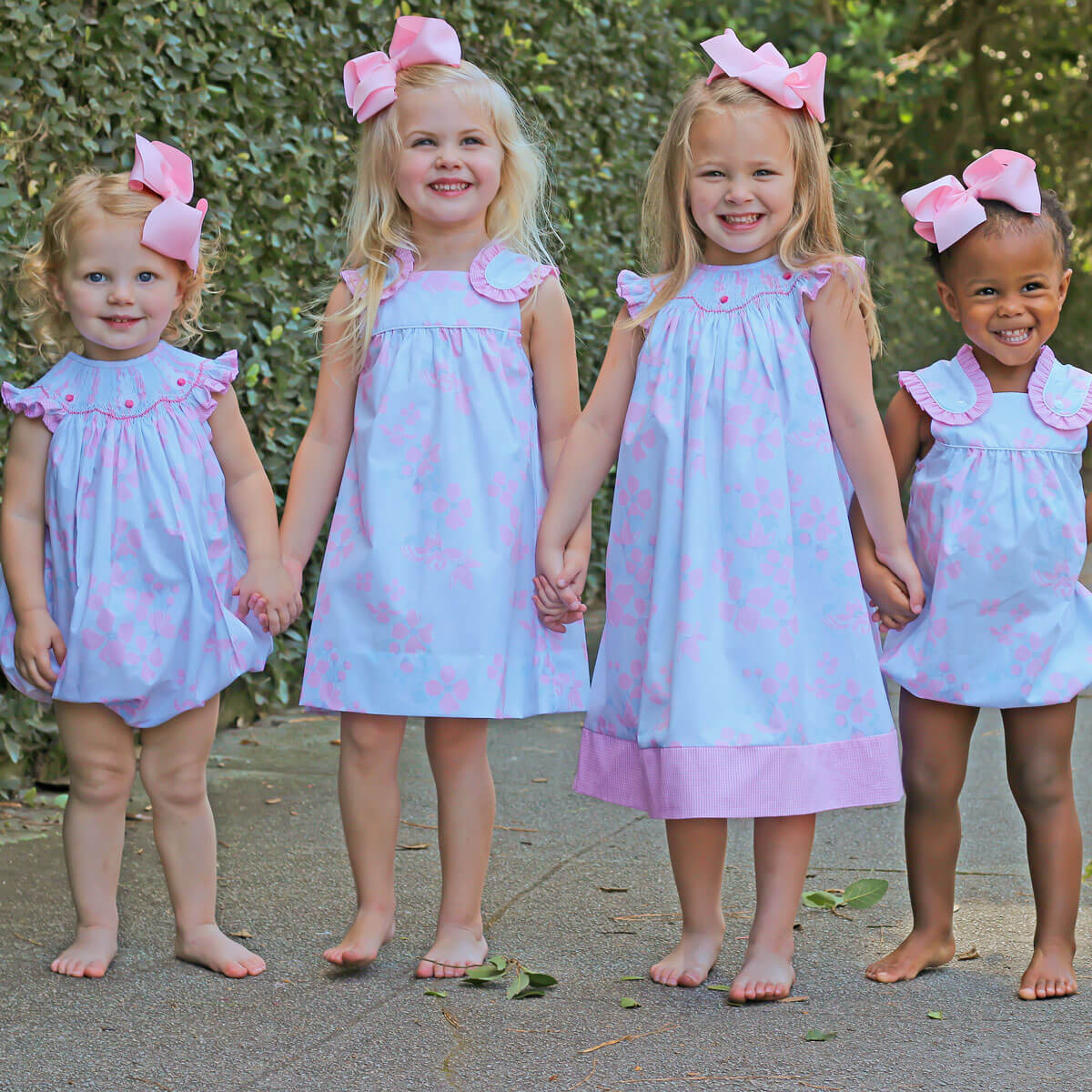 Blue Floral Bunny Smocked Dress