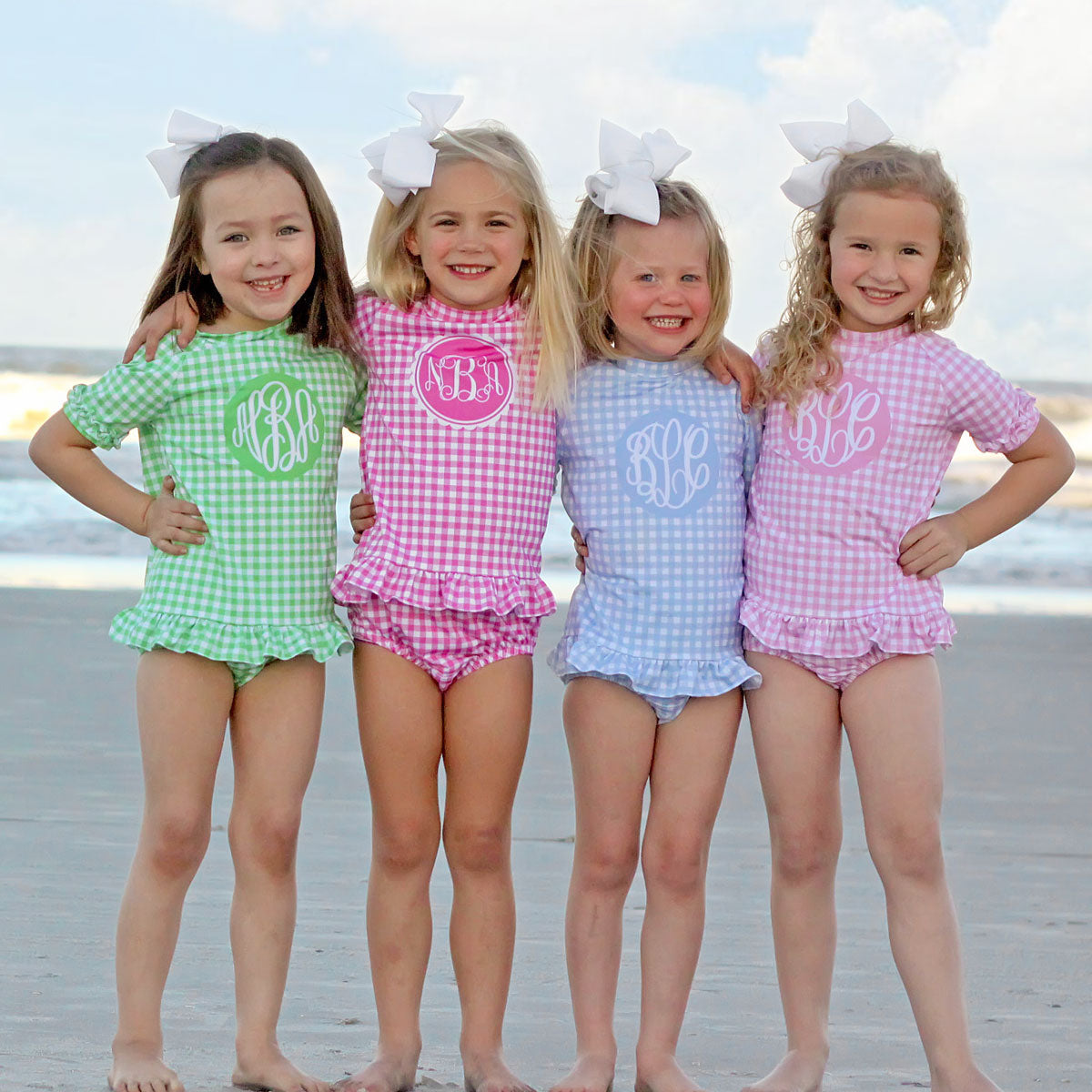 Gingham Short Sleeve Rash Guard Set