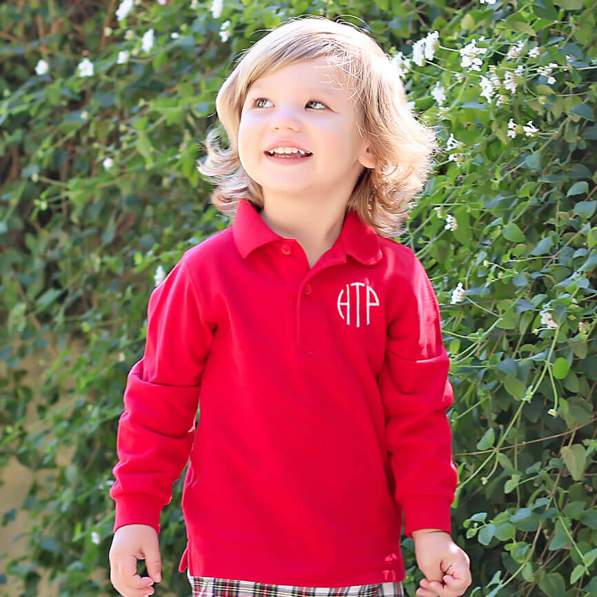 Monogram Long Sleeve Polo Shirt