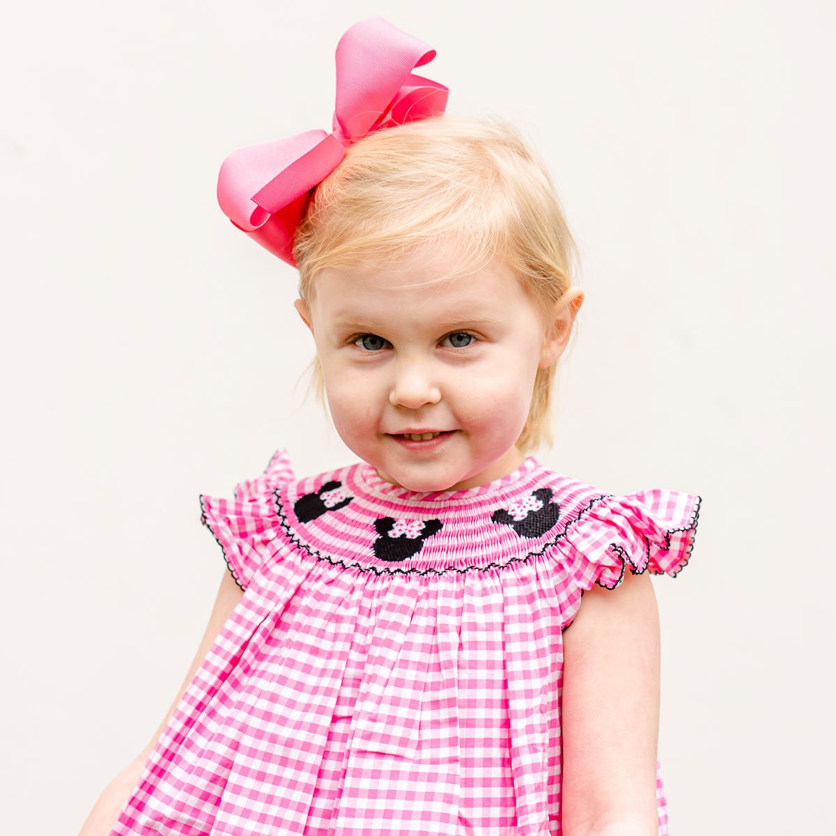 Mouse Ears Smocked Pink Dress