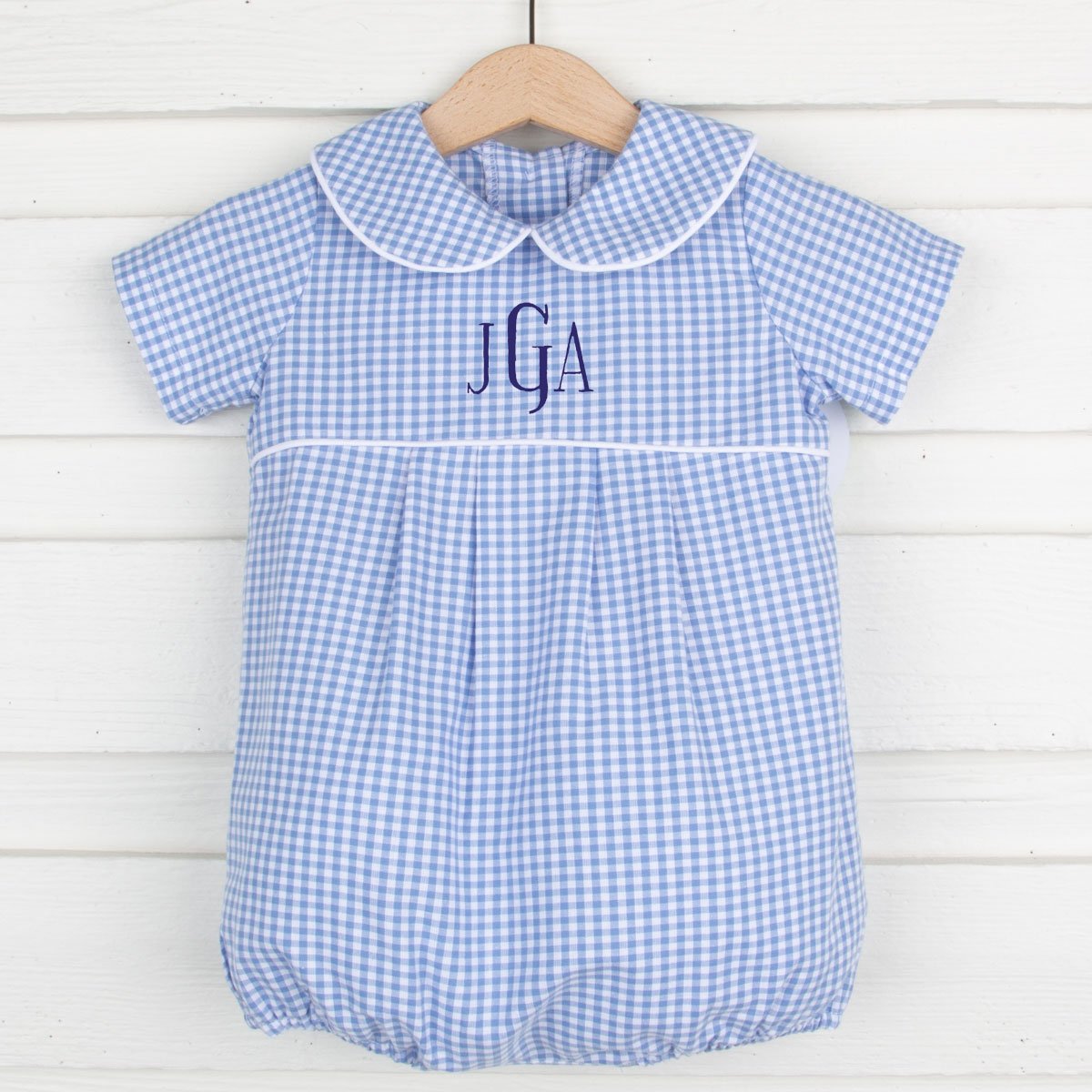 Cornflower Gingham Collared Boy Bubble