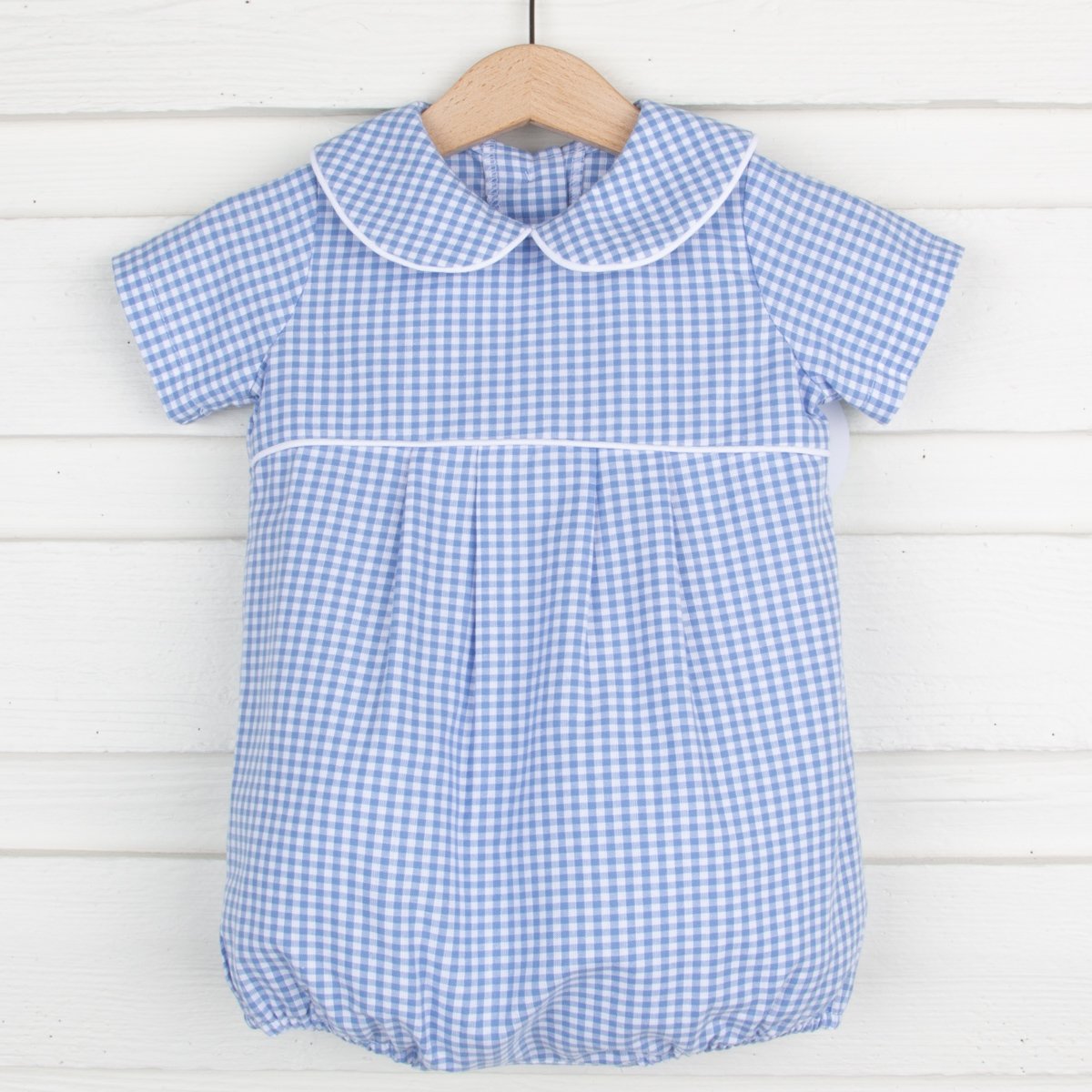 Cornflower Gingham Collared Boy Bubble