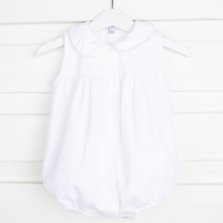 Pink Picot Trim Bubble White
