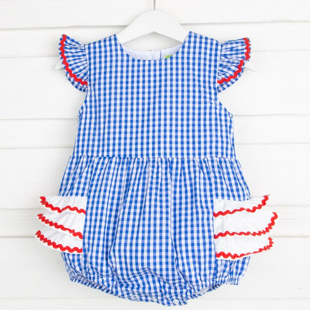 Ric Rac Ruffle Bubble Royal Gingham Classic Whimsy
