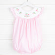 Yoke Neck Embroidered Bird Bubble Pink Pique