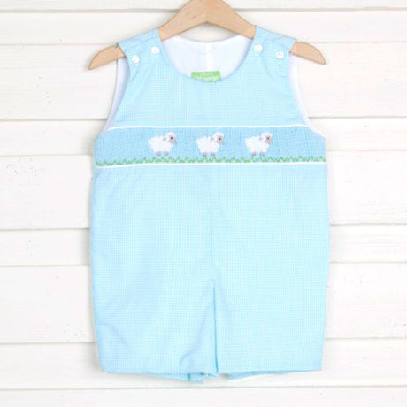 Baby Lamb Smocked Jon Jon Mint Gingham