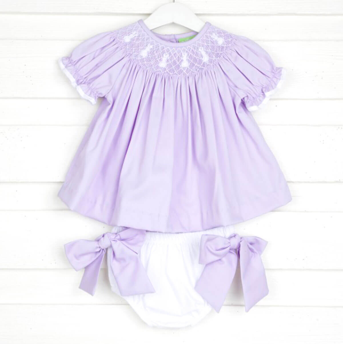 Cottontail Smocked Bloomer Set Lavender Pique