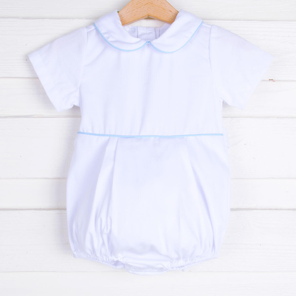 White Pique Boy Collared Bubble