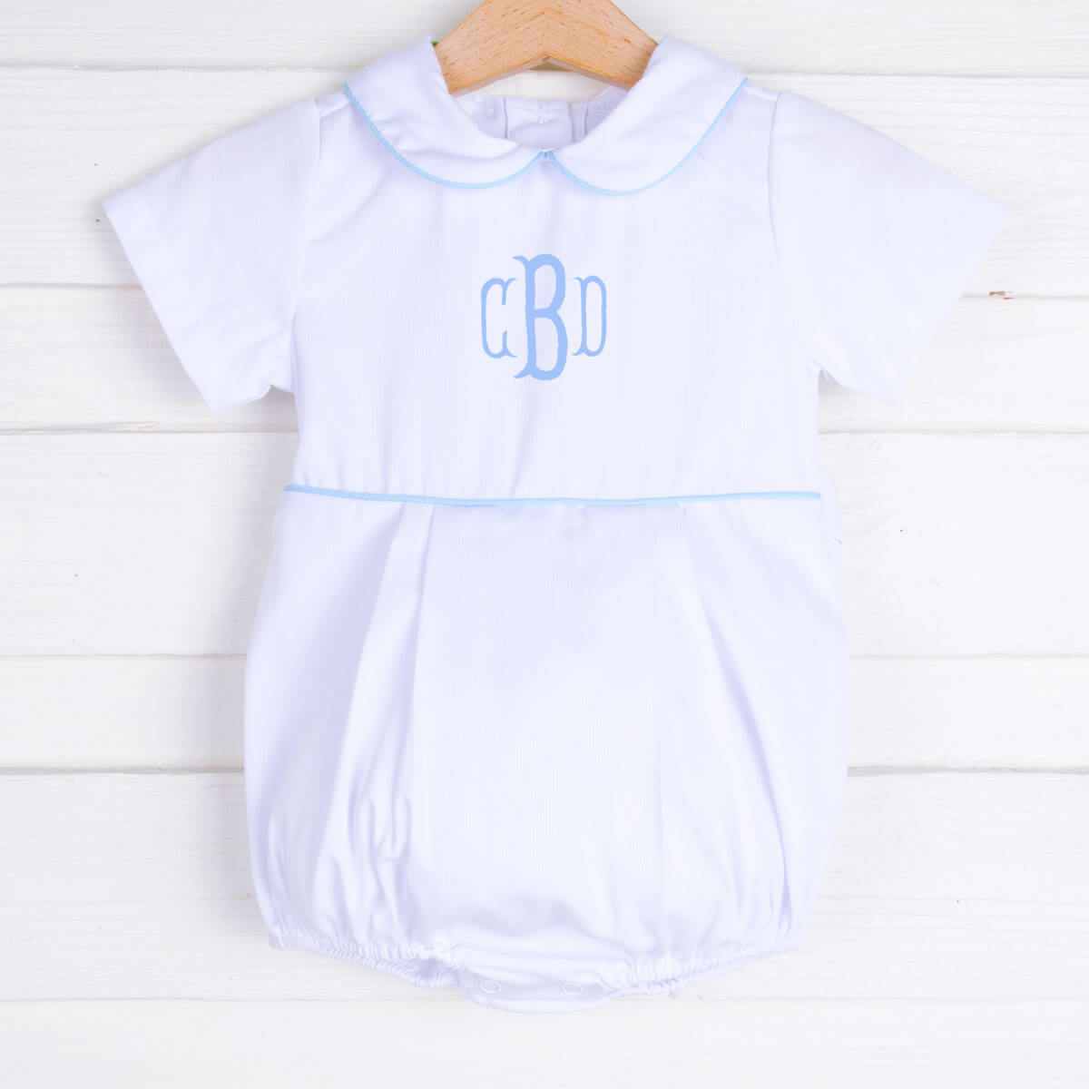 White Pique Boy Collared Bubble