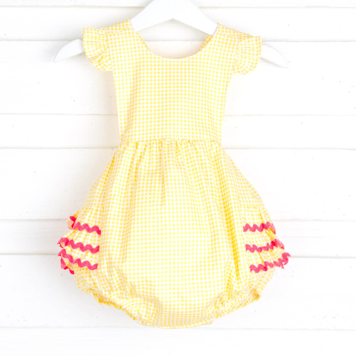Bright Yellow Gingham Ruffle Bubble