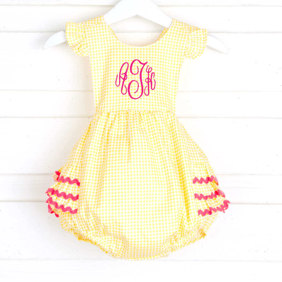 Bright Yellow Gingham Ruffle Bubble