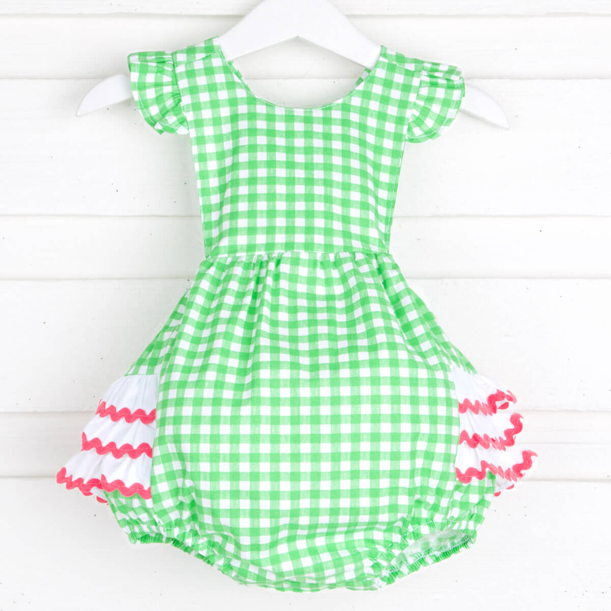 Green Gingham Ruffle Bubble
