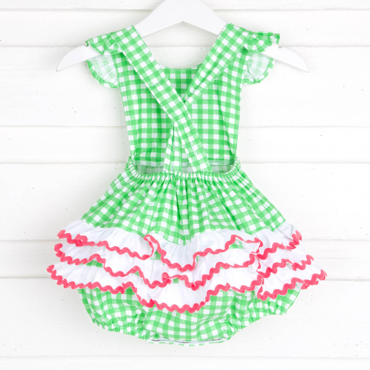 Green Gingham Ruffle Bubble