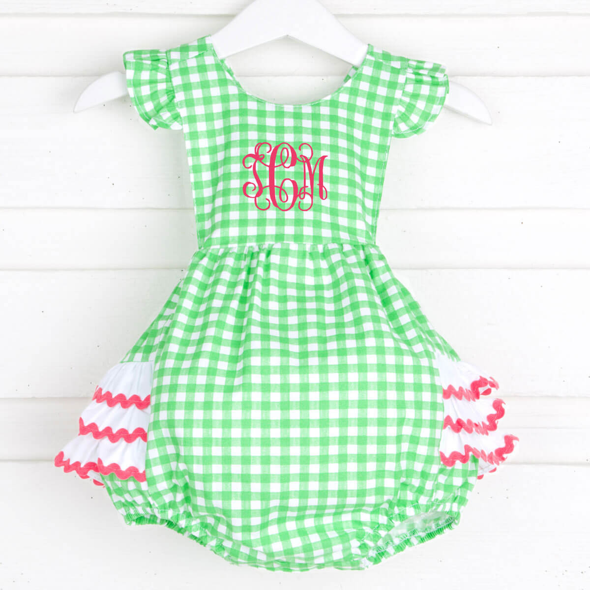 Green Gingham Ruffle Bubble