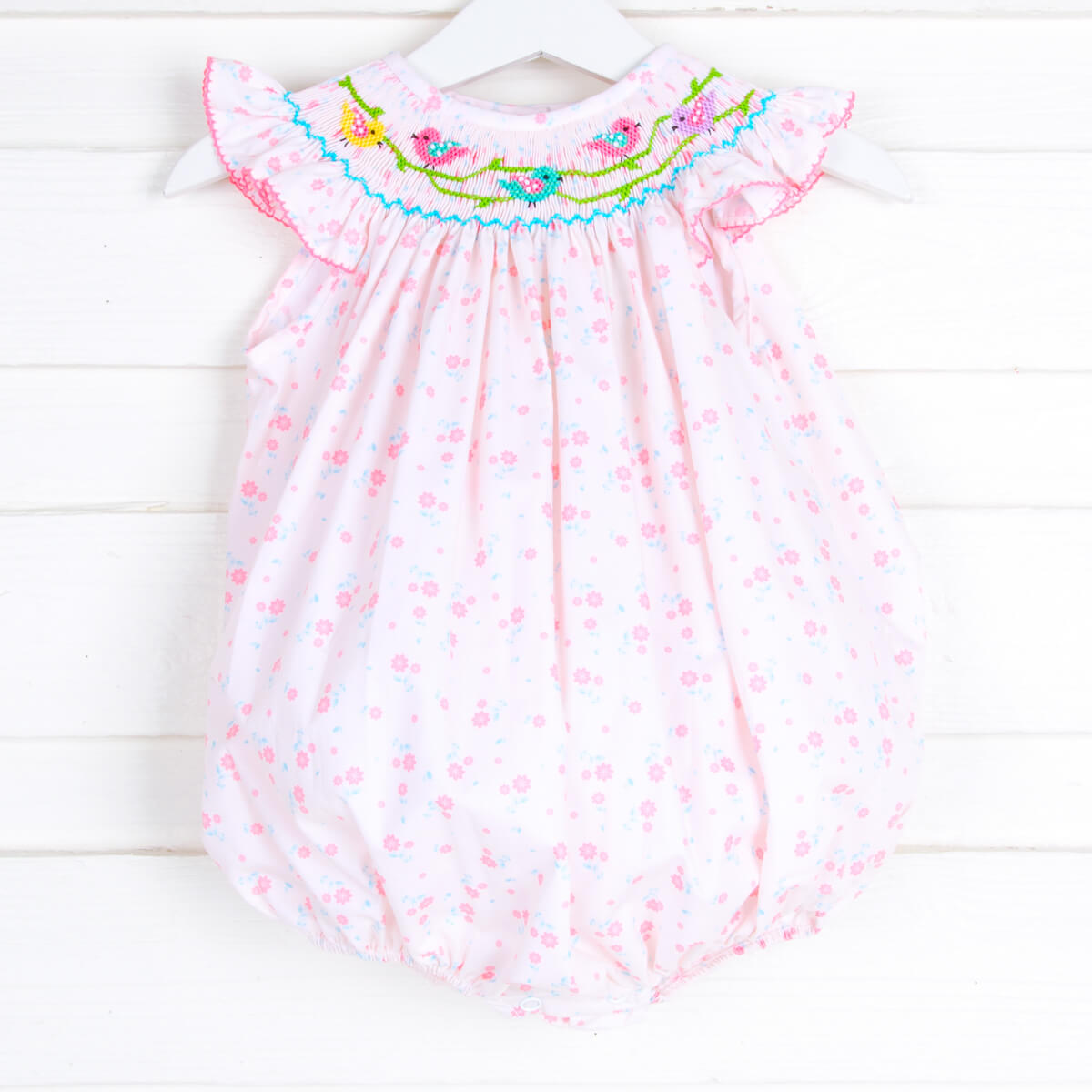 Sweet Birds Smocked Bubble Pink Floral