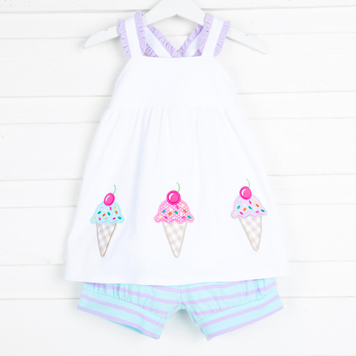 Ice Cream Stripe Mia Short Set