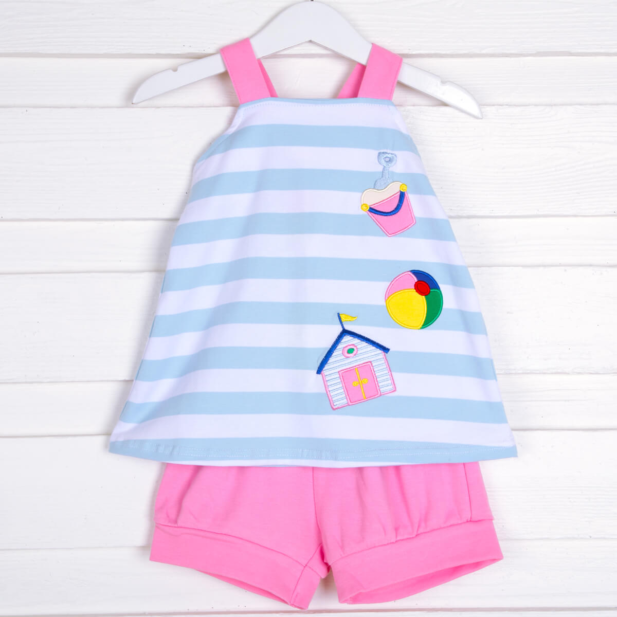 Beach Applique Cross Back Short Set