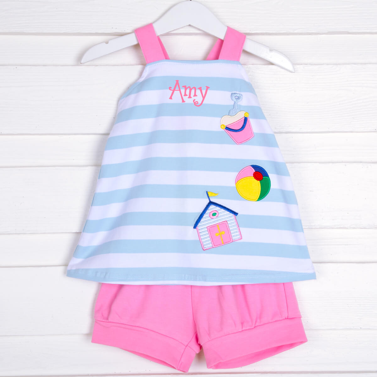 Beach Applique Cross Back Short Set