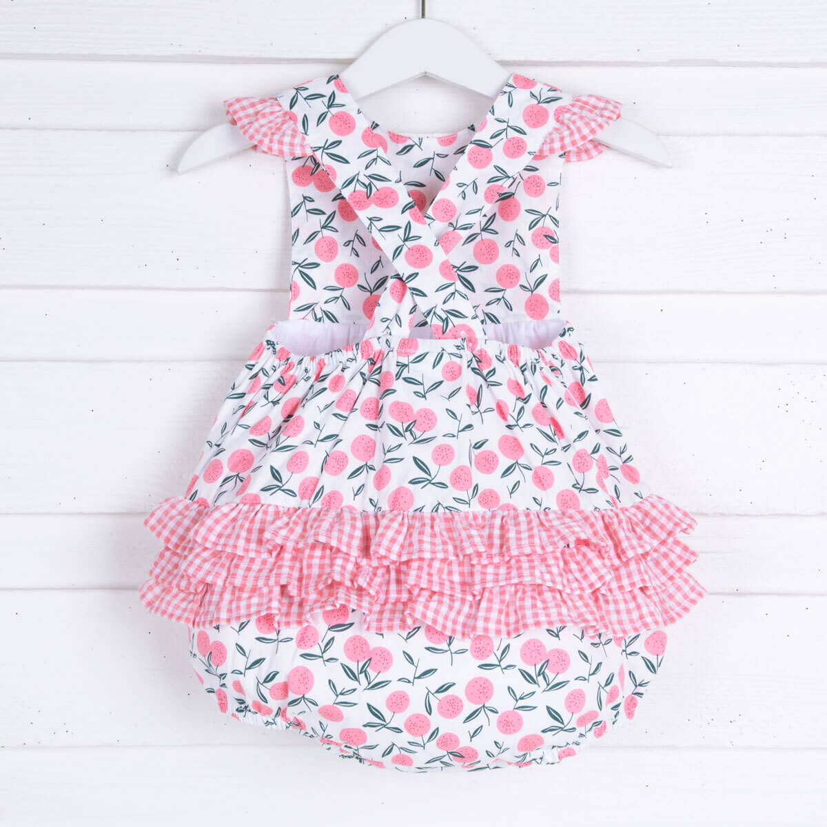 Pink Fruit Print Ruffle Bubble
