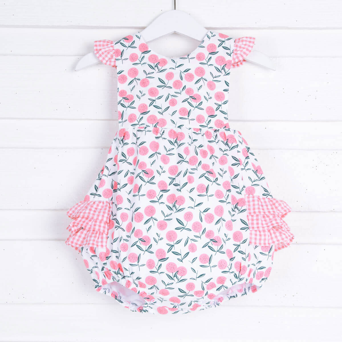 Pink Fruit Print Ruffle Bubble