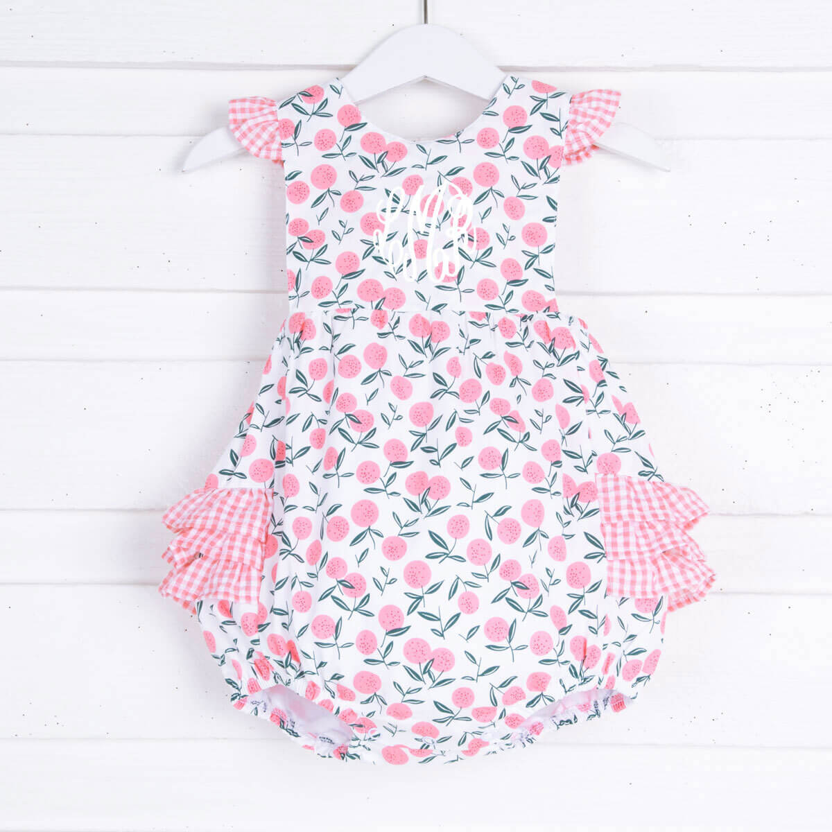 Pink Fruit Print Ruffle Bubble