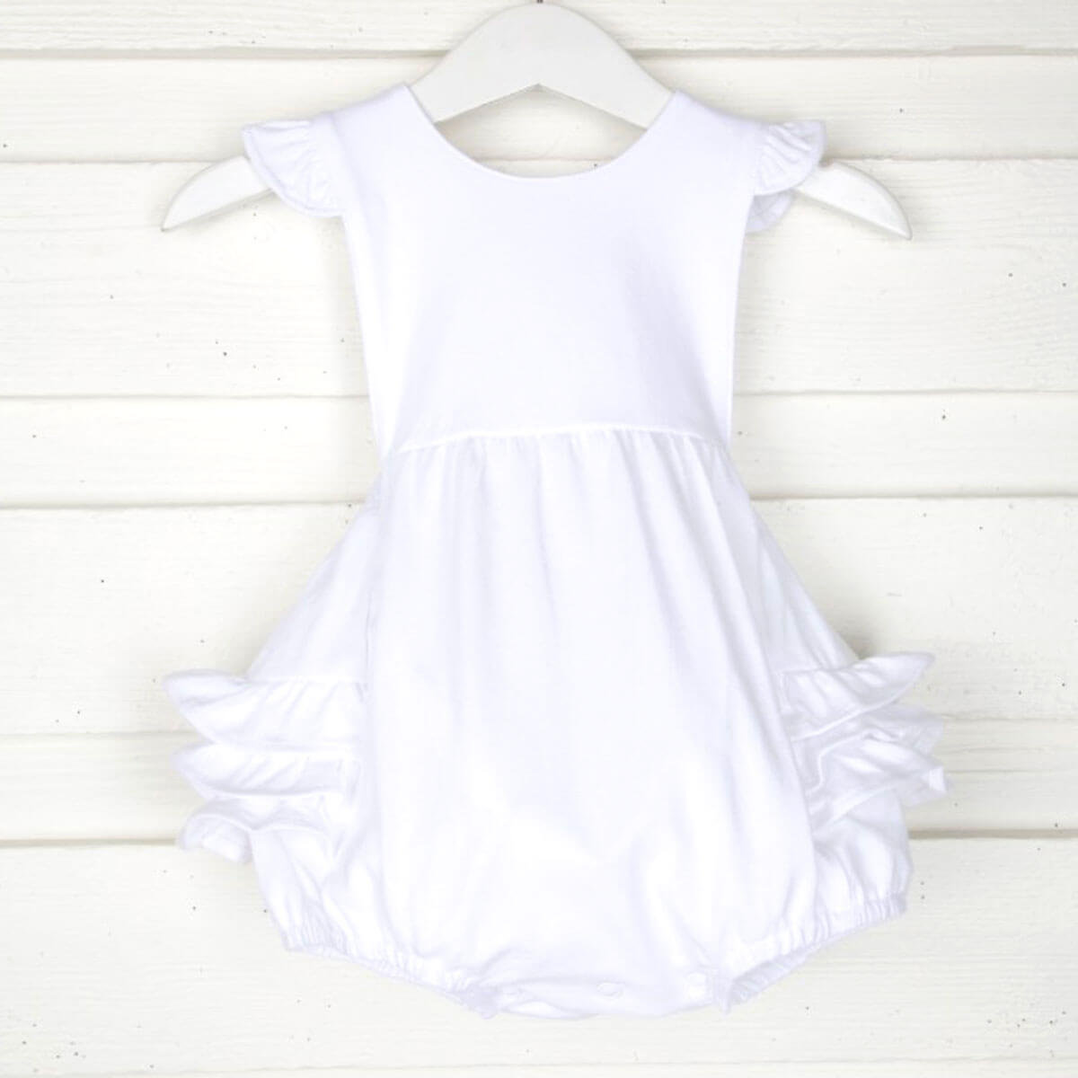 Solid White Knit Ruffle Bubble