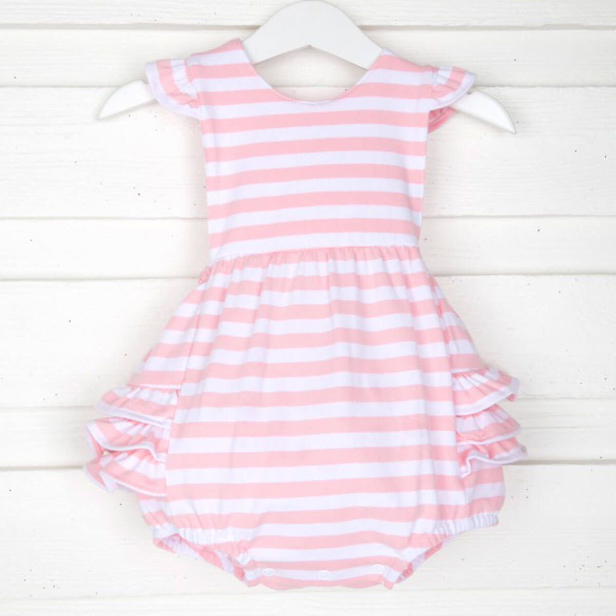 Pink Stripe Knit Ruffle Bubble