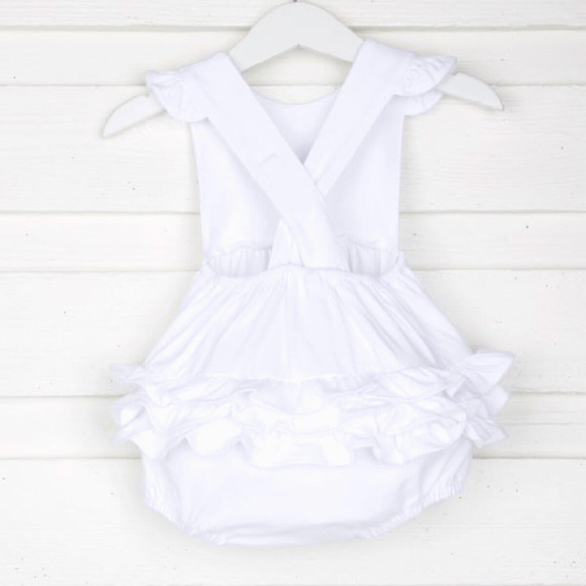Solid White Knit Ruffle Bubble