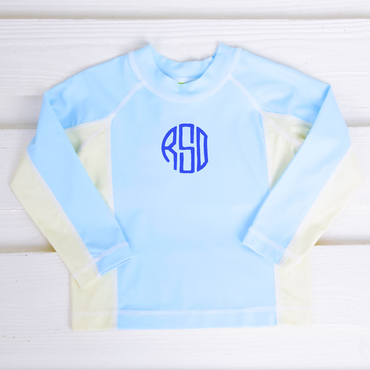 Yellow and Blue Long Sleeve Rash Guard