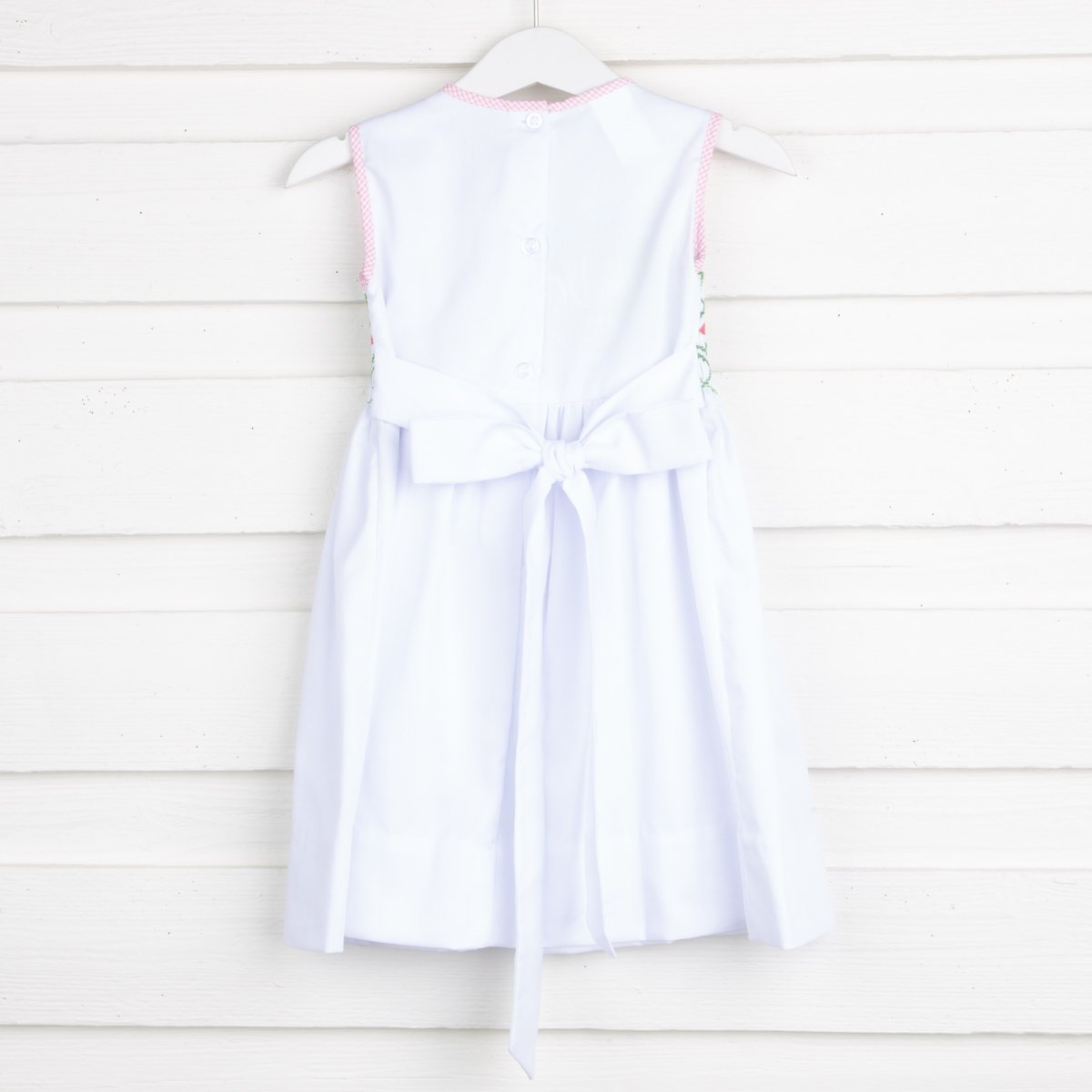 Geometric Smocked White Dress