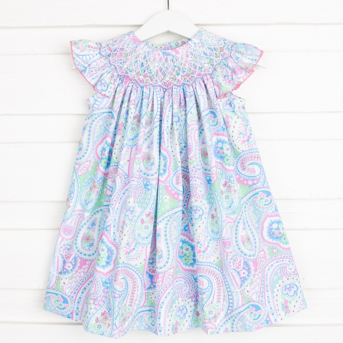 Geometric Smocked Spring Paisley Dress