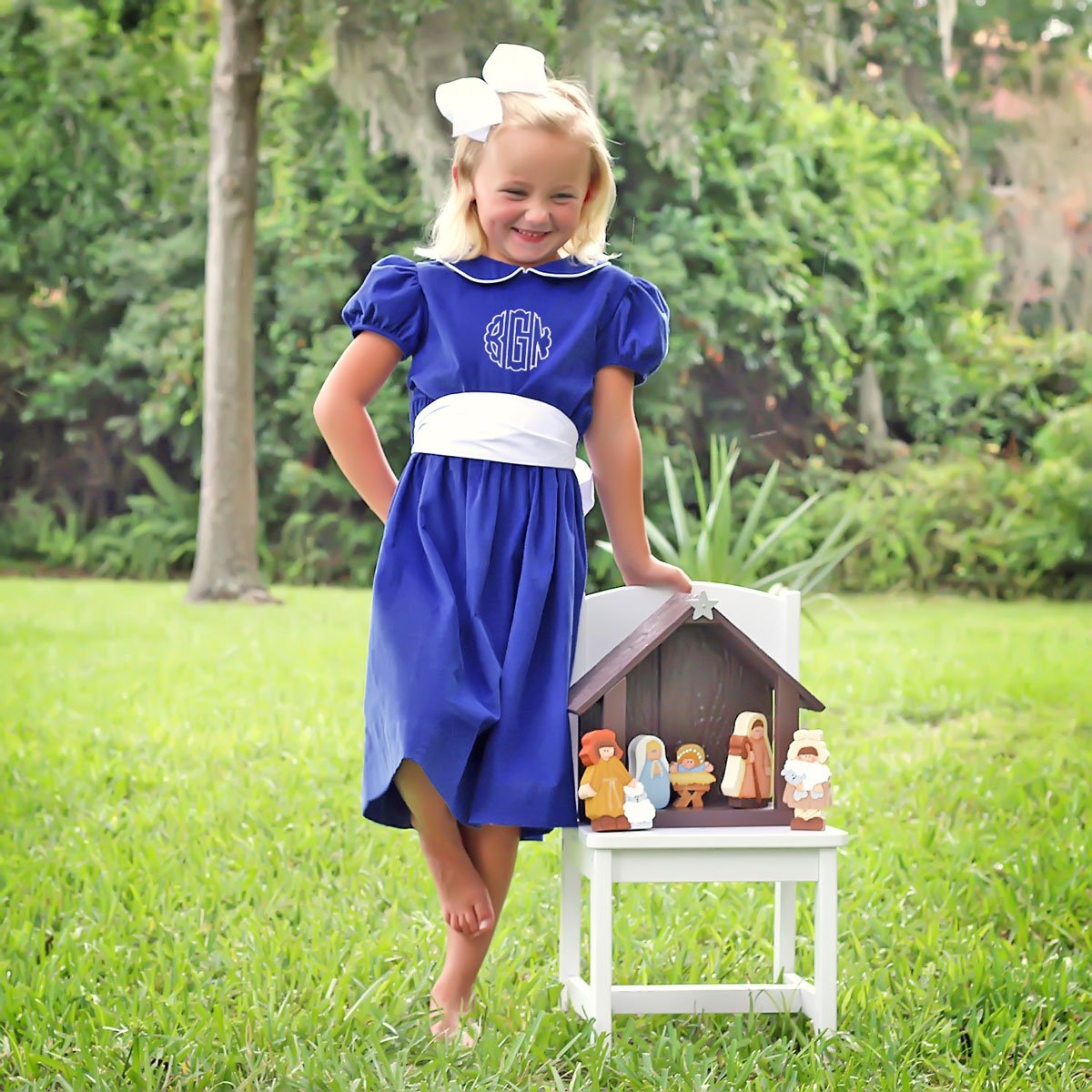 Royal Blue Corduroy Sash Dress
