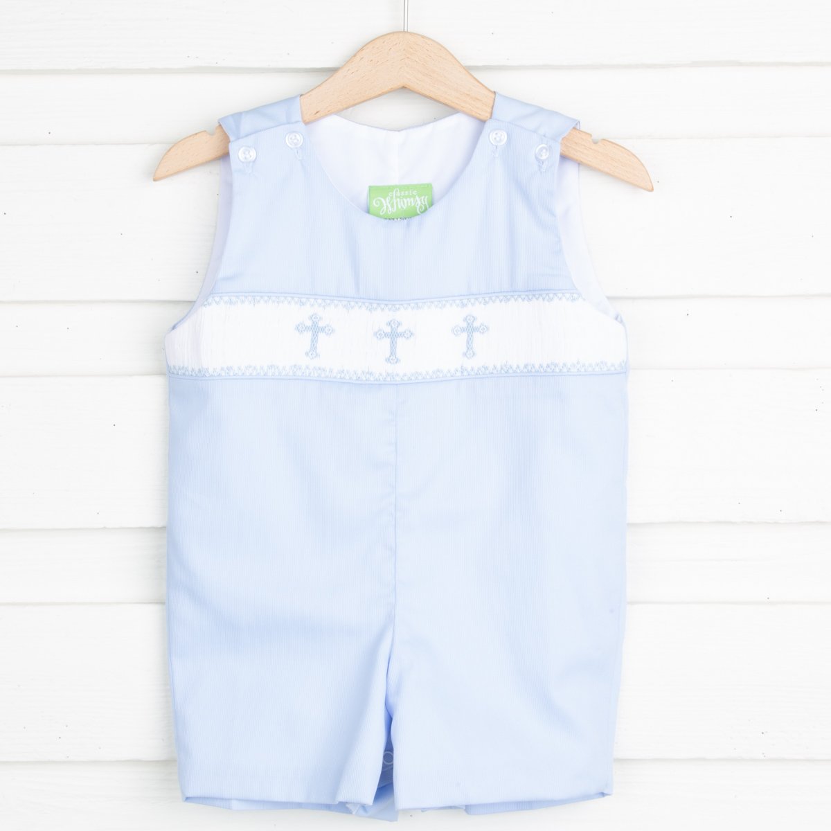 Cross Smocked Jon Jon Light Blue Pique