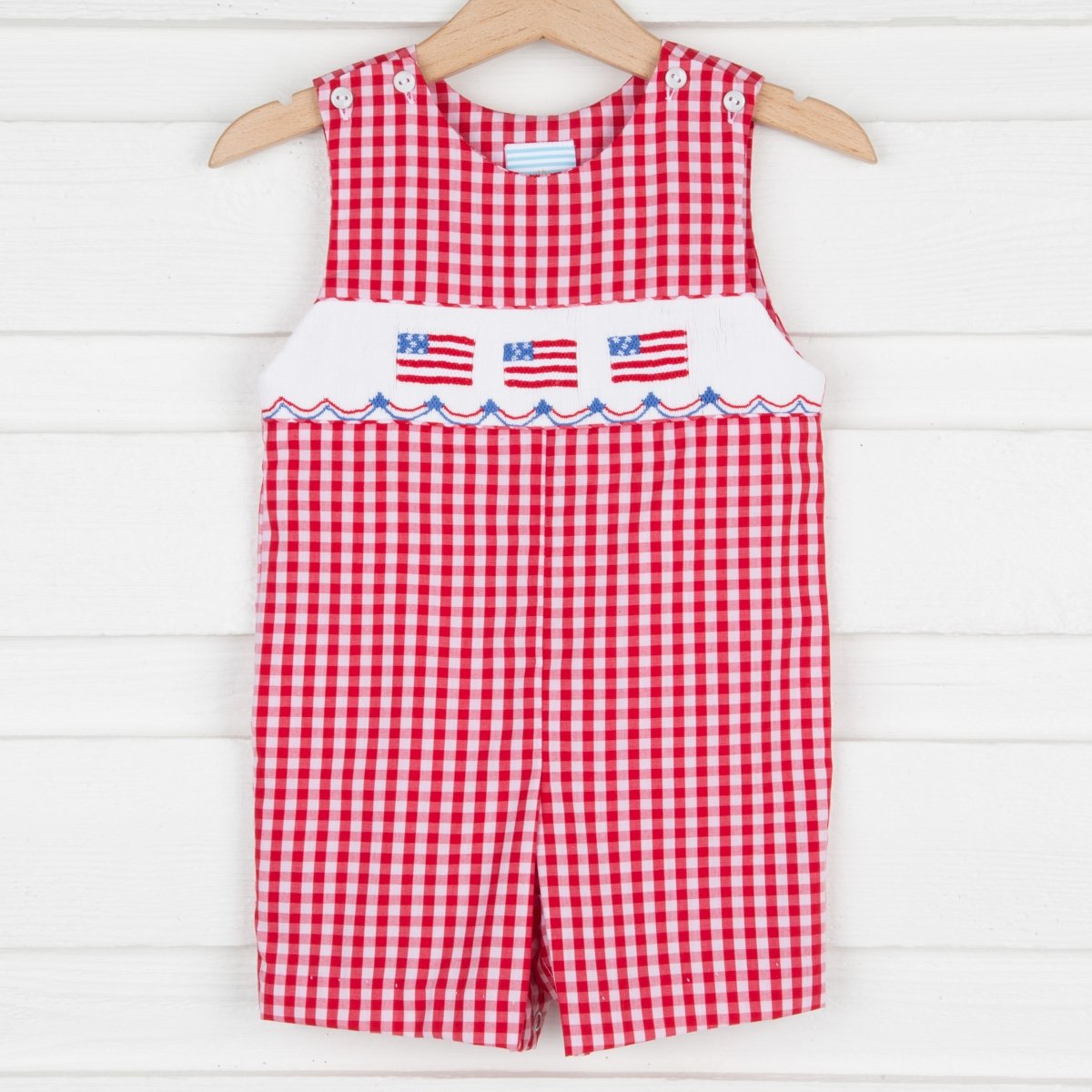 Red Check American Flag Smocked Jon Jon