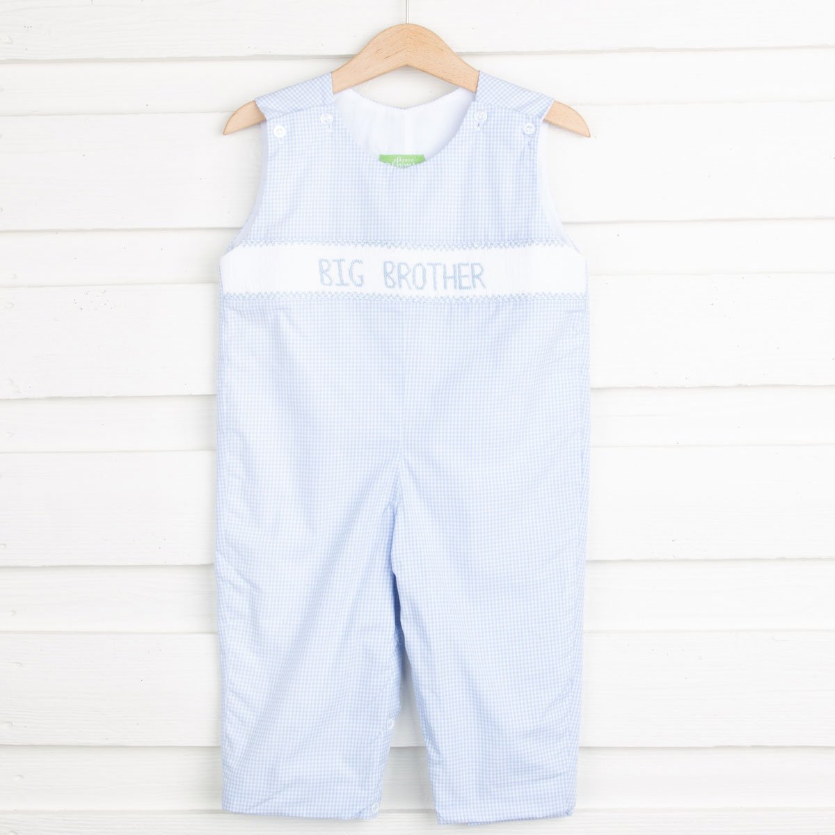 Big Brother Smocked Longall Light Blue Gingham