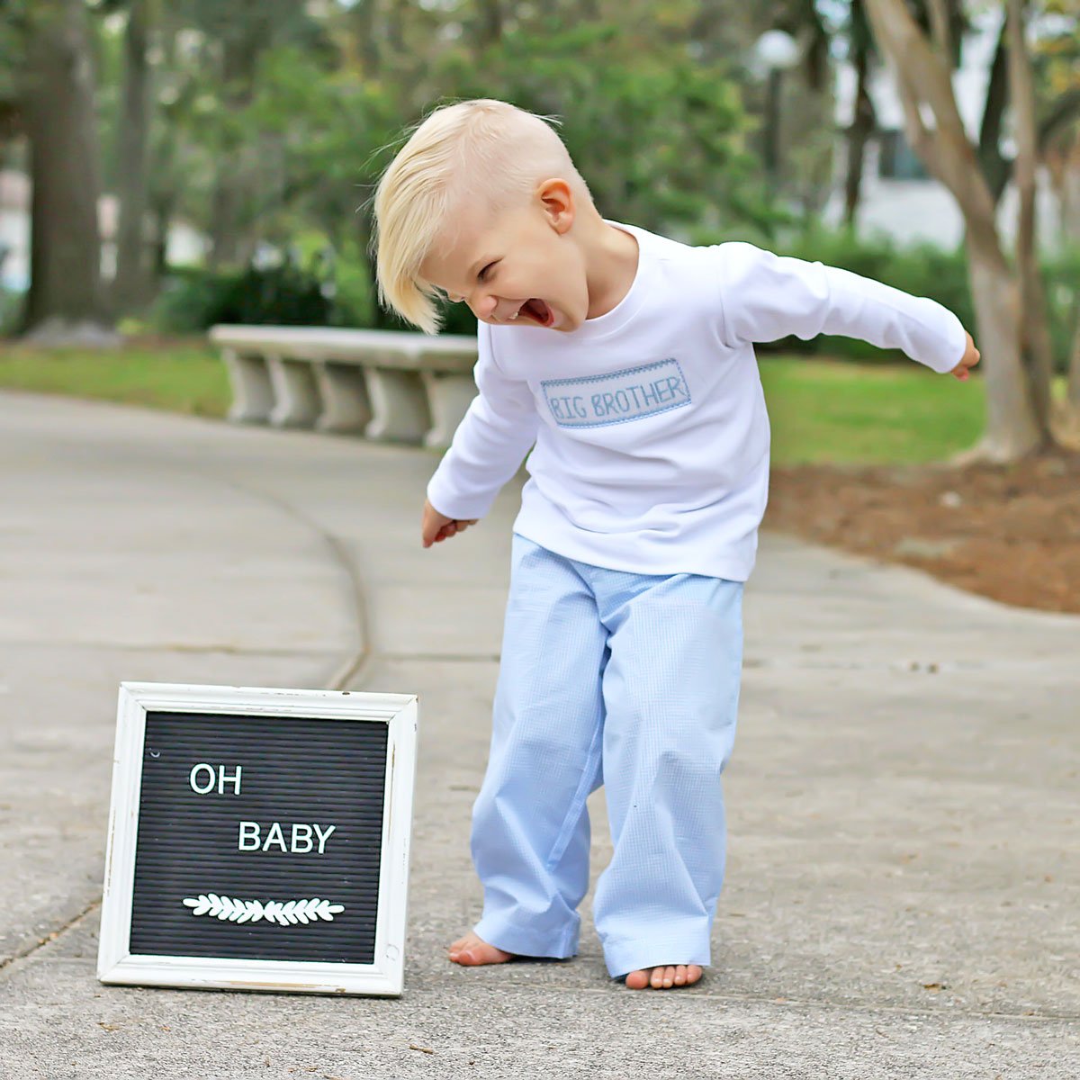Big Brother Smocked Blue Pant Set