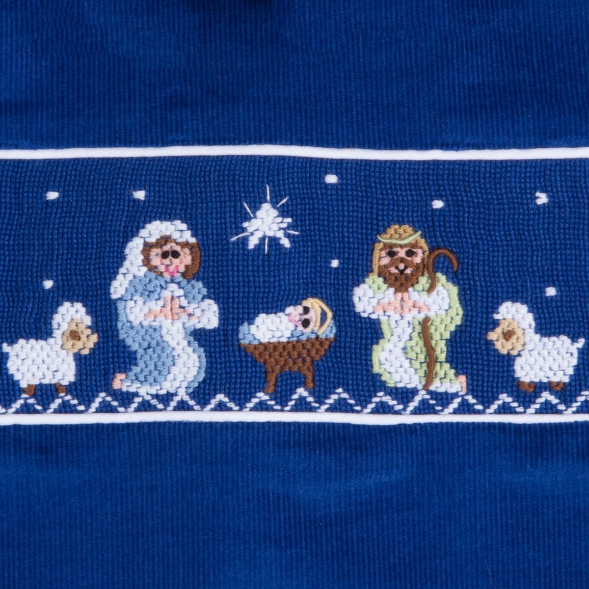 Nativity Smocked Collared Pant Set Royal Blue Corduroy
