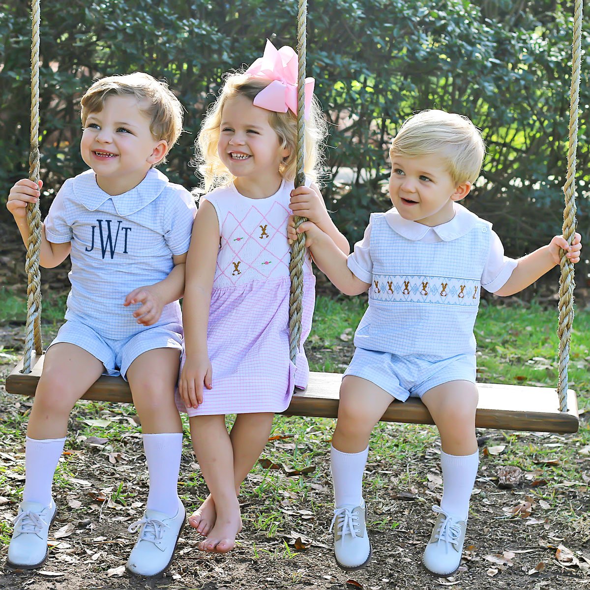 Boys Collared Short Set Blue Gingham Seersucker