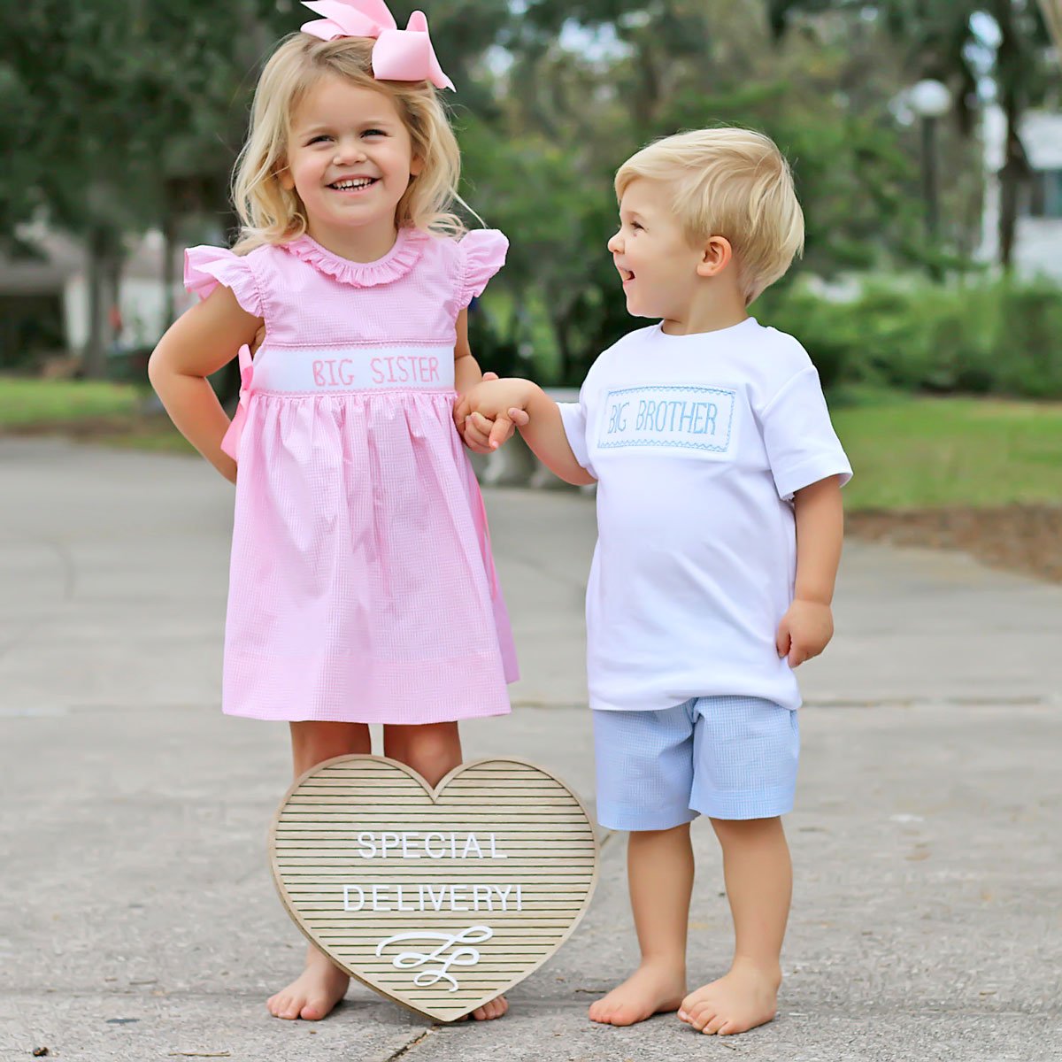 Smocked Big Brother Short Set Light Blue Gingham