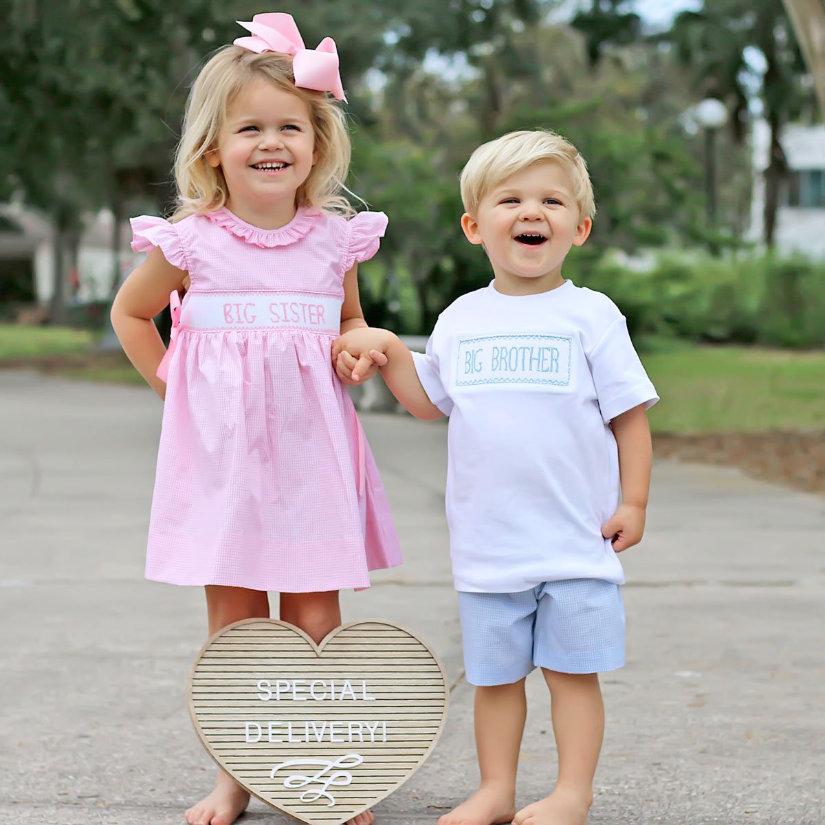 Smocked Big Brother Short Set Light Blue Gingham