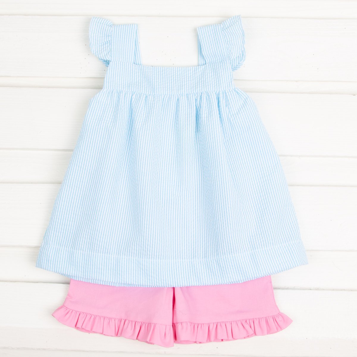 Waterfall Amy Short Set Turquoise Stripe Seersucker