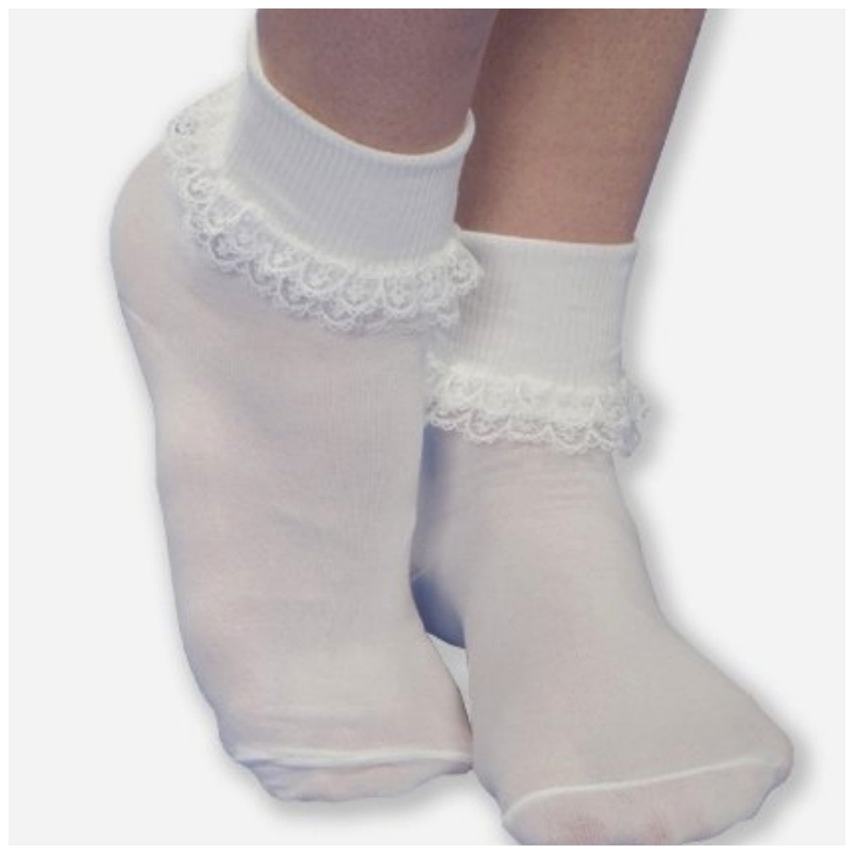 Double Row Lace Turn Cuff Socks